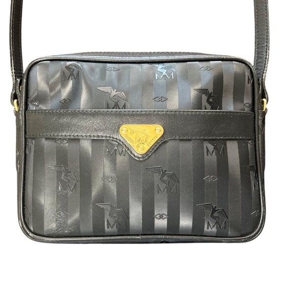 Maison Mollerus MM SUISSE Black Shoulder Bag With Logo Pattern Crossbody - Picture 3 of 9